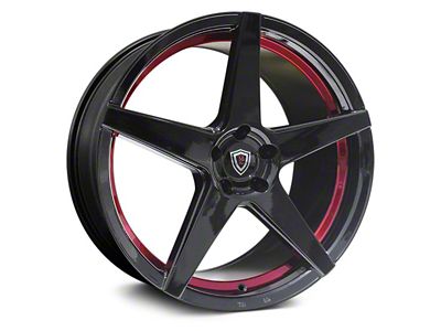 Marquee Wheels M1001 Gloss Black with Red Inner Line Wheel; 20x9 (08-23 RWD Challenger, Excluding Widebody)