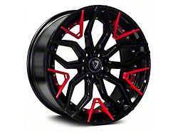 Marquee Wheels M3371 Gloss Black with Red Spoke Accents Wheel; Rear Only; 20x10.5 (08-23 RWD Challenger, Excluding Widebody)