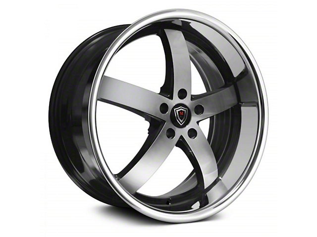 Marquee Wheels M5330B Gloss Black Machined with Stainless Lip Wheel; 20x9 (08-23 RWD Challenger, Excluding Widebody)