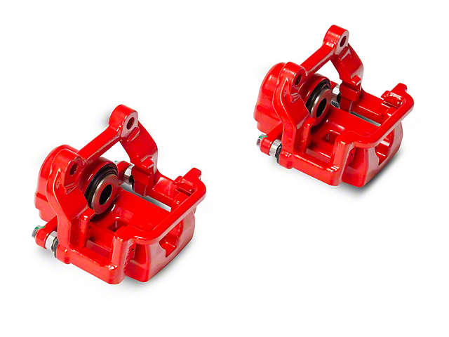 C&L Performance Series Rear Brake Calipers; Red (09-20 Challenger GT, R/T, Rallye Redline & SXT w/ Dual Piston Front Calipers & Vented Rear Rotors; 2011 Challenger SE w/ Dual Piston Front Calipers & Vented Rear Rotors)