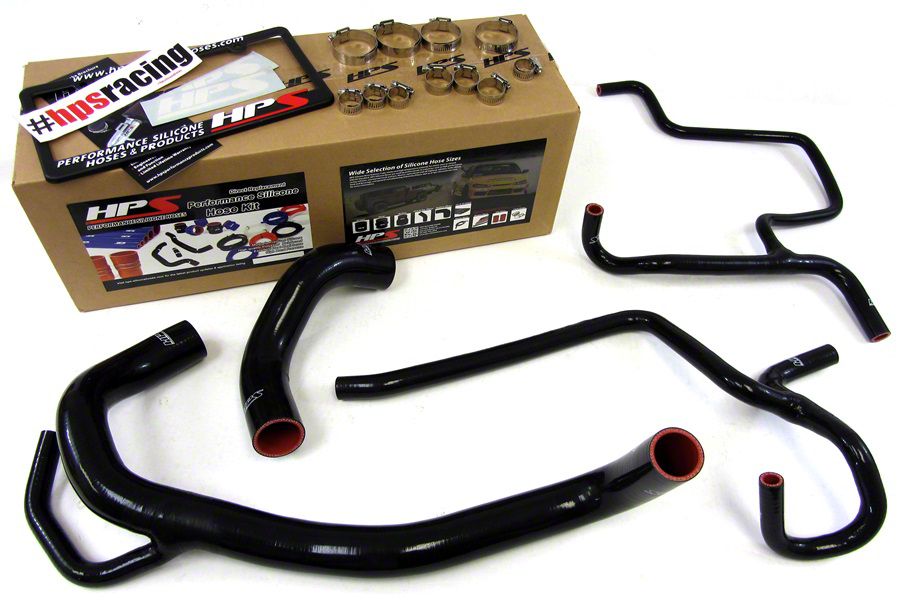 HPS Silicone Radiator and Heater Coolant Hose Kit; Black (11-13 6.4L HEMI Challenger)