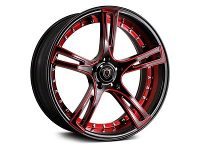 Marquee Wheels M3247 Gloss Black with Red Milled Accents Wheel; 22x9 (08-23 RWD Challenger, Excluding Widebody)