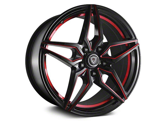 Marquee Wheels M3259 Gloss Black with Red Milled Accents Wheel; 18x8 (08-23 RWD Challenger w/o Brembo, Excluding Widebody)