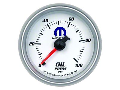 Auto Meter Oil Pressure Gauge with MOPAR Logo; Mechanical (Universal; Some Adaptation May Be Required)