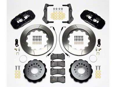 Wilwood AERO4 Rear Big Brake Kit with Slotted Rotors; Black Calipers (12-13 RWD Charger, Excluding SRT8; 14-16 Charger R/T, SE, SXT)