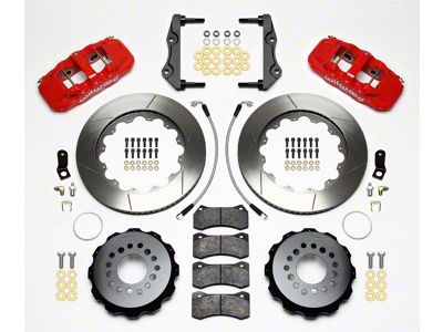 Wilwood AERO4 Rear Big Brake Kit with Slotted Rotors; Red Calipers (12-13 RWD Charger, Excluding SRT8; 14-16 Charger R/T, SE, SXT)