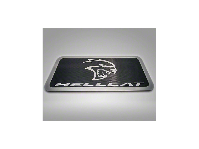 Car Show Display Plate with Hellcat Logo; Black Carbon Fiber (15-23 Challenger SRT Hellcat)