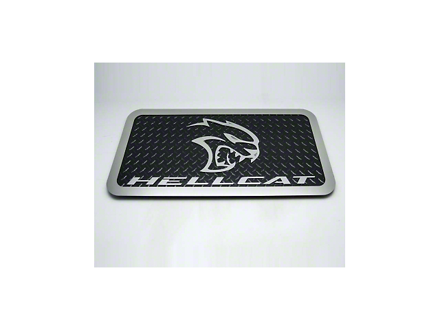 Car Show Display Plate with Hellcat Logo; Black Diamond Plate (15-23 Challenger SRT Hellcat)