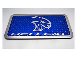 Car Show Display Plate with Hellcat Logo; Blue Diamond Plate (15-23 Challenger SRT Hellcat)