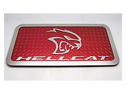 Car Show Display Plate with Hellcat Logo; Red Diamond Plate (15-23 Challenger SRT Hellcat)