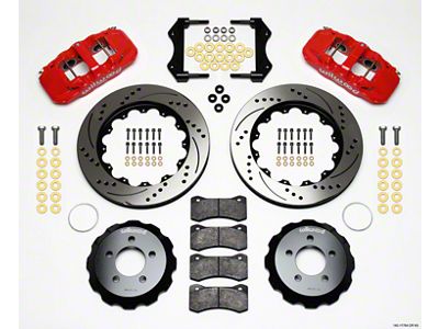 Wilwood AERO6 Front Big Brake Kit with Drilled and Slotted Rotors; Red Calipers (09-11 Challenger R/T, SE)