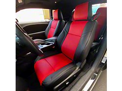 Kustom Interior Premium Artificial Leather Front and Rear Seat Covers; Black with Red Accent (15-18 Challenger R/T; 15-23 Challenger SXT)