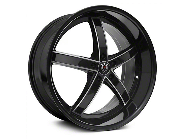 Marquee Wheels M5330A Gloss Black Machined Wheel; 22x9 (08-23 RWD Challenger, Excluding Widebody)