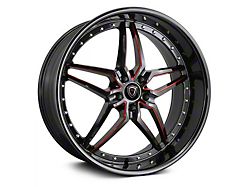 Marquee Wheels M5331A Gloss Black Red Milled Wheel; Rear Only; 22x10.5 (08-23 RWD Challenger, Excluding Widebody)