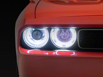 Oracle OE Style Headlights with ColorSHIFT Halo; Chrome Housing; Clear Lens (08-14 Challenger w/ Factory HID Headlights)