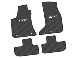 FLEXTREAD Factory Floorpan Fit Custom Vintage Scene Front and Rear Floor Mats with White GT Insert; Black (17-23 AWD Challenger)