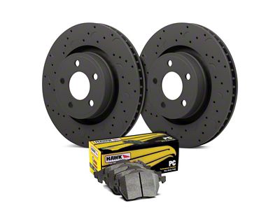 Hawk Performance Talon Cross-Drilled and Slotted Brake Rotor and Ceramic Pad Kit; Rear (06-16 Charger w/ 12.60-Inch Vented Rear Rotors)