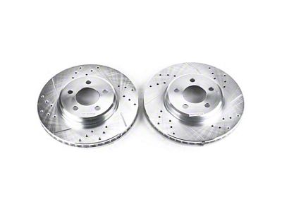 PowerStop Evolution Cross-Drilled and Slotted Rotors; Front Pair (12-14 Charger Pursuit; 06-23 Charger AWD SE, AWD SXT, Daytona, Daytona R/T, GT & R/T w/ Dual Piston Front Calipers; 11-13 5.7L HEMI Charger SE)