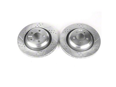 PowerStop Evolution Cross-Drilled and Slotted Rotors; Rear Pair (06-14 Charger SRT8; 15-23 Charger Daytona 392, GT, R/T, R/T 392, Scat Pack, SRT 392 & SRT Hellcat w/ 4 or 6-Piston Front Calipers)