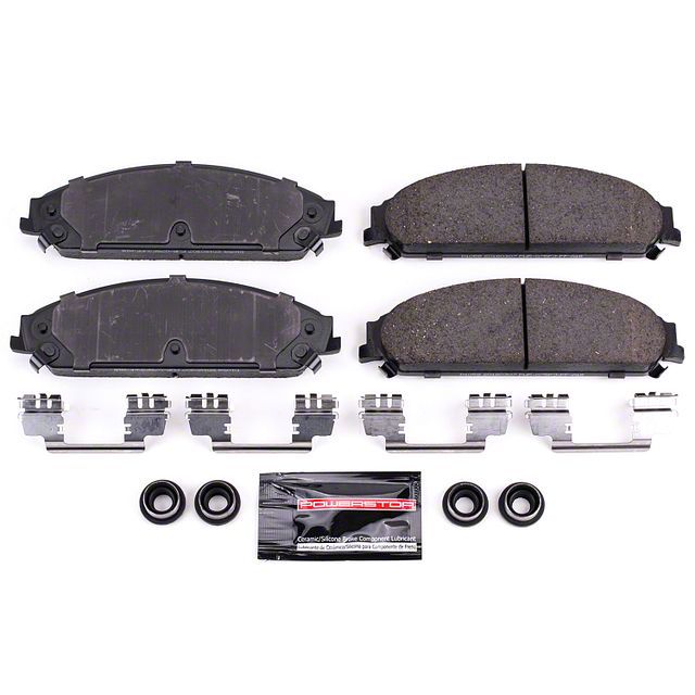 PowerStop Z23 Evolution Sport Carbon-Fiber Ceramic Brake Pads; Front Pair (09-23 Challenger GT, R/T, Rallye Redline, SXT & T/A w/ Dual Piston Front Calipers; 2011 Challenger SE w/ Dual Piston Front Calipers)