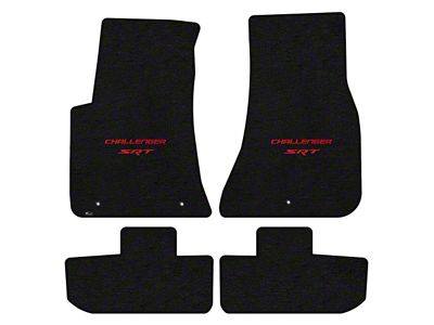 Lloyd Velourtex Front and Rear Floor Mats with Challenger and Red SRT Logo; Black (11-23 Challenger, Excluding AWD)