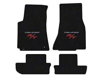 Lloyd Velourtex Front and Rear Floor Mats with Challenger and Silver RT Logo; Black (08-10 Challenger)