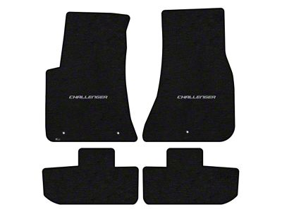 Lloyd Velourtex Front and Rear Floor Mats with Challenger Silver Logo; Black (11-23 Challenger, Excluding AWD)