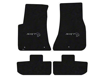 Lloyd Velourtex Front and Rear Floor Mats with Dodge Hellcat Redeye Logo; Black (11-23 Challenger, Excluding AWD)