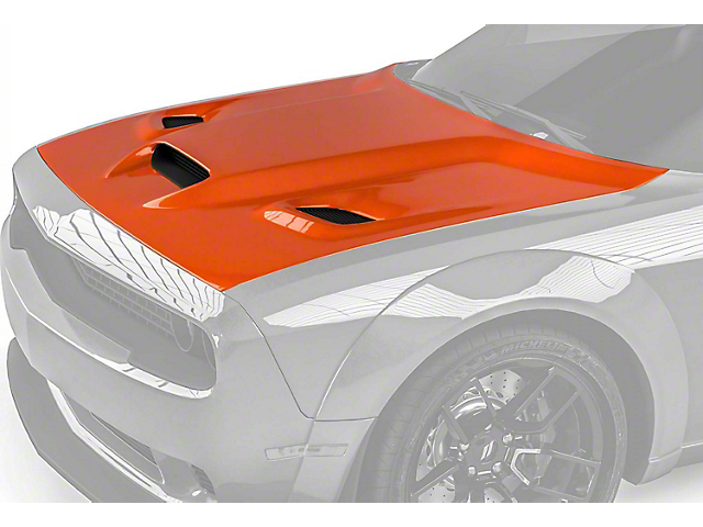 Hellcat Style Hood with Air Vent Scoop; Unpainted (08-23 Challenger)