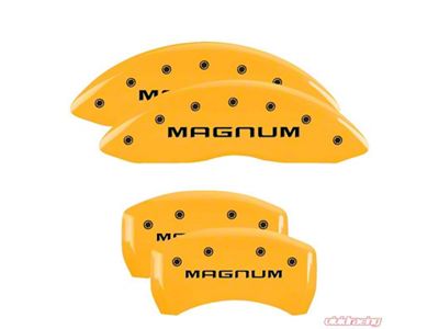 MGP Yellow Caliper Covers with Magnum Logo; Front and Rear (06-10 Charger Base, SE, SXT)
