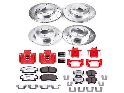 PowerStop Z26 Street Warrior Brake Rotor, Pad and Caliper Kit; Front and Rear (12-20 RWD V6 Charger w/ Single Piston Front Calipers)