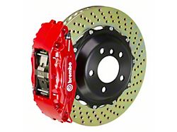 Brembo GT Series 4-Piston Front Big Brake Kit with 14-Inch 2-Piece Cross Drilled Rotors; Red Calipers (06-10 RWD Charger, Excluding SRT8)