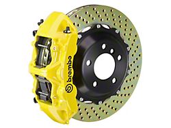 Brembo GT Series 6-Piston Front Big Brake Kit with 14-Inch 2-Piece Cross Drilled Rotors; Yellow Calipers (11-23 5.7L HEMI, V6 Charger)