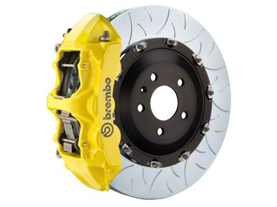Brembo GT Series 6-Piston Front Big Brake Kit with 15-Inch 2-Piece Type 3 Slotted Rotors; Yellow Calipers (11-23 5.7L HEMI Charger)