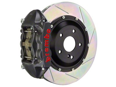 Brembo GT-S Series 4-Piston Rear Big Brake Kit with 15-Inch 2-Piece Type 1 Slotted Rotors; Black Hard Anodized Calipers (08-14 Challenger SRT8)