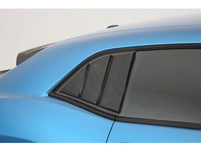 Louvered Quarter Window Covers; Carbon Fiber Look (08-23 Challenger)