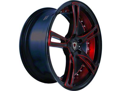 Marquee Wheels M3247 Gloss Black with Red Milled Accents Wheel; 20x9 (08-23 RWD Challenger)