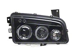 Dual Halo Projector Headlights; Gloss Black Housing; Smoked Lens (06-10 Charger w/ Factory Halogen Headlights)