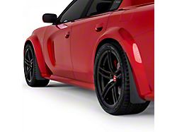 Mud Flaps; Front and Rear; Gloss Carbon Fiber Vinyl (20-23 Charger Widebody)