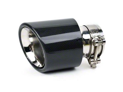 Angled Cut Rolled End Round Exhaust Tip; 4.50-Inch; Carbon Fiber (11-23 Charger)