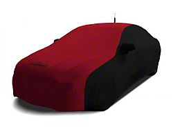 Coverking Satin Stretch Indoor Car Cover without Rear Roof Antenna Pocket; Black/Pure Red (11-14 Charger)