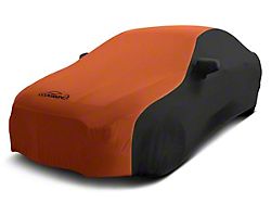 Coverking Satin Stretch Indoor Car Cover without Roof Antenna Pocket; Black/Inferno Orange (06-10 Charger w/ Rear Spoiler)