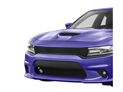 Stainless Steel Billet Upper Grille; Black (15-18 Charger Daytona, R/T Scat Pack, SRT 392, SRT Hellcat; 19-23 Charger GT, R/T w/o Adaptive Cruise Control)