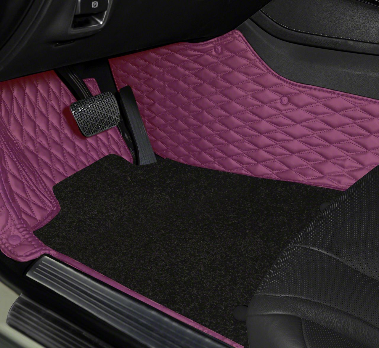 Charger Double Layer Diamond Front and Rear Floor Mats; Base Layer