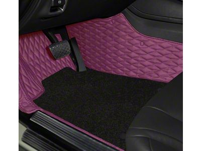 Double Layer Diamond Front and Rear Floor Mats; Base Layer Purple and Top Layer Black (08-23 Challenger)