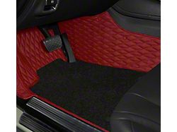 Double Layer Diamond Front and Rear Floor Mats; Base Layer Red and Top Layer Black (16-23 Camaro)