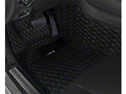 Single Layer Diamond Front and Rear Floor Mats; Black and Black Stitching (16-23 Camaro)