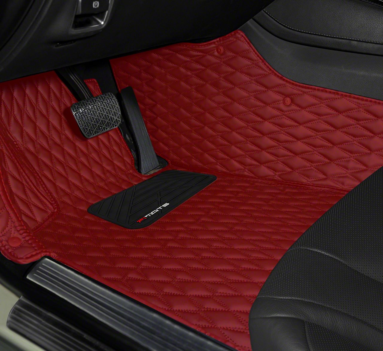 Single Layer Diamond Front and Rear Floor Mats; Full Red (16-23 Camaro)