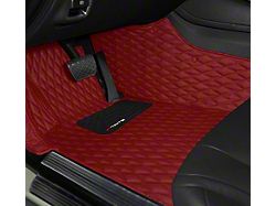 Single Layer Diamond Front and Rear Floor Mats; Full Red (16-23 Camaro)