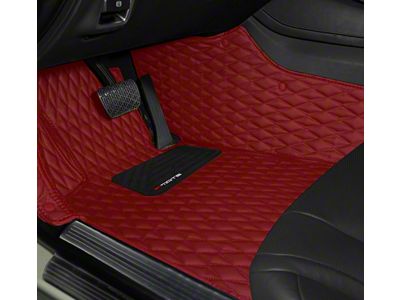 Single Layer Diamond Front and Rear Floor Mats; Full Red (08-23 Challenger)